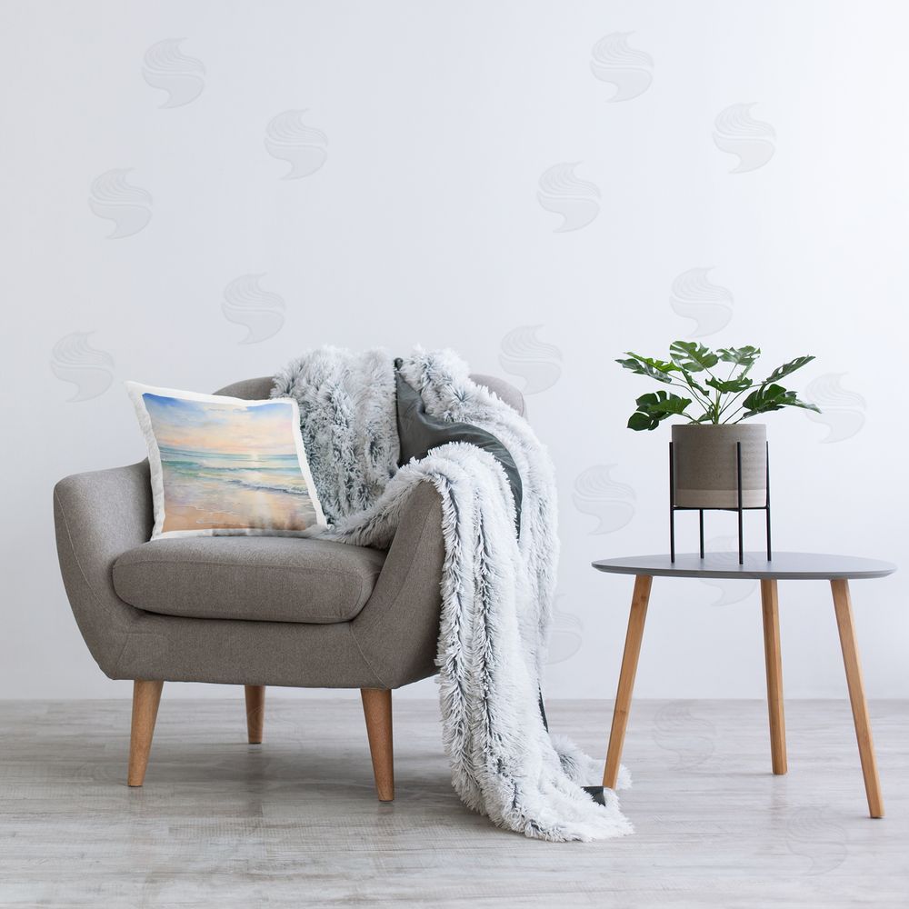 Creative Studio Crashing On Shore at Sunrise Indoor Square Pillow on Chair