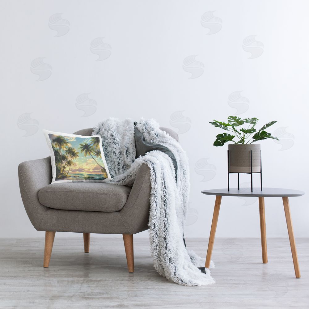 Creative Studio Sunset On The Beach Palms Indoor Square Pillow on Chair