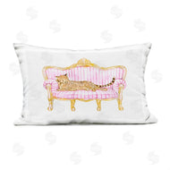 Ziwei Li | Sleeping Leopard on Striped Sofa