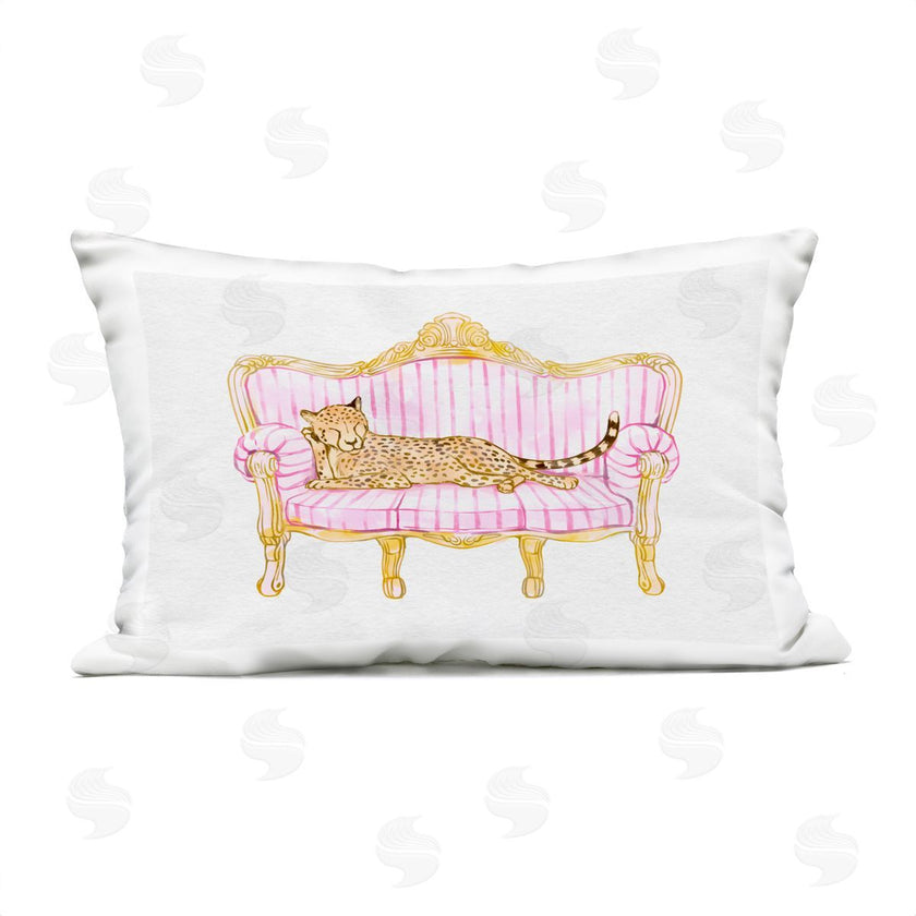 Ziwei Li | Sleeping Leopard on Striped Sofa