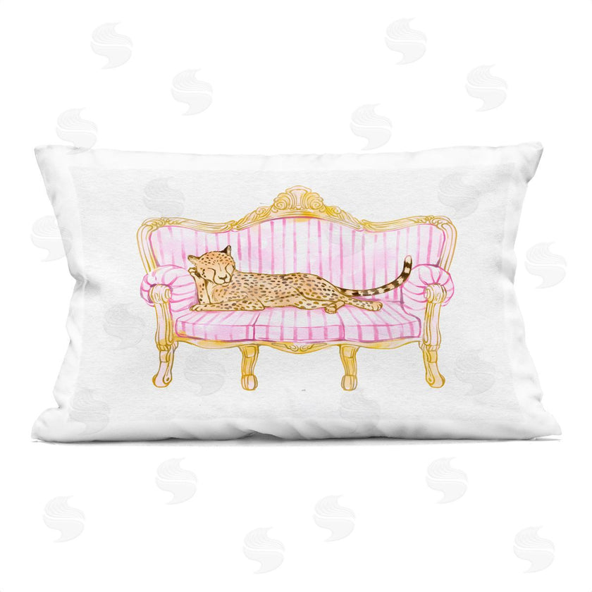 Ziwei Li | Sleeping Leopard on Striped Sofa