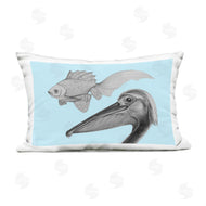 Violeta Vollmer | Pelican & Fish Sketch on Blue