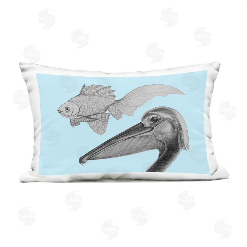Violeta Vollmer | Pelican & Fish Sketch on Blue