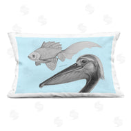 Violeta Vollmer | Pelican & Fish Sketch on Blue