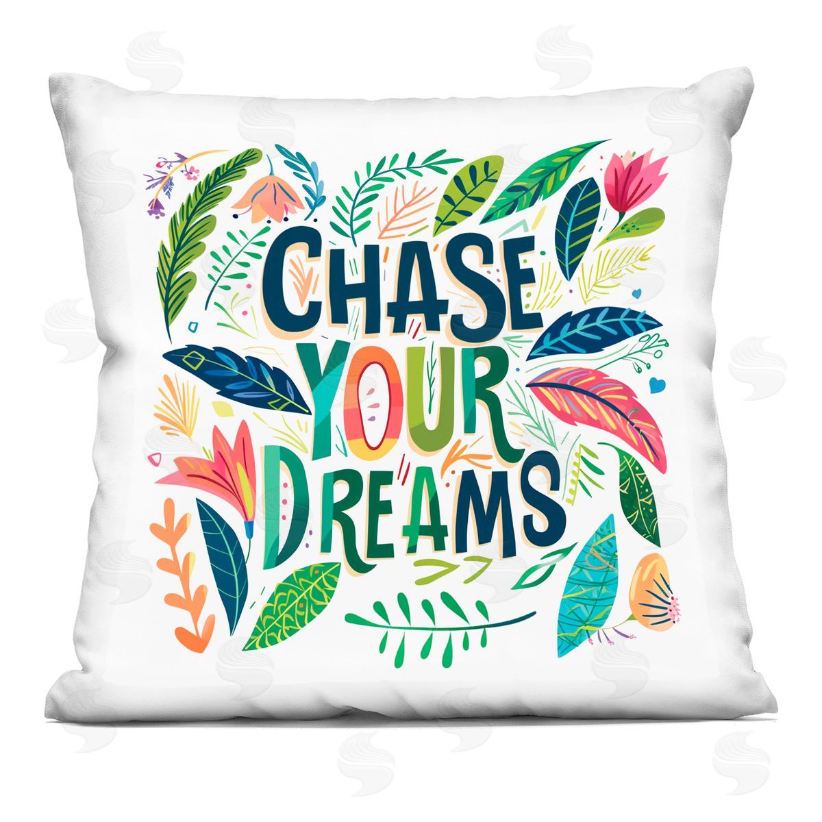 Lettered and Lined Chase Your Dreams on Leaves Indoor Printed Pillow