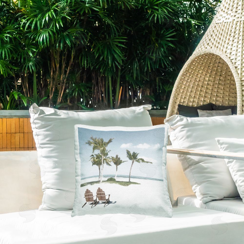 Noah Bay Sea Breeze Beach Scene Outdoor Square Pillow on Patio