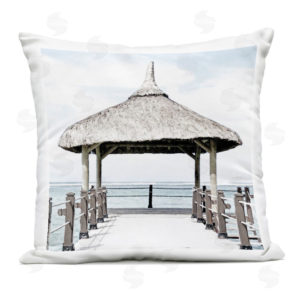 Noah Bay Jetty At Noon Coast Outdoor Printed Pillow