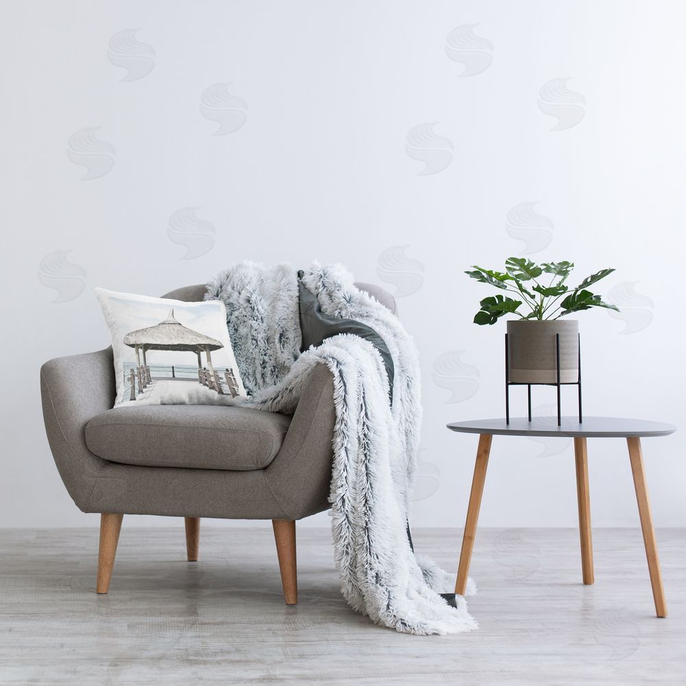 Noah Bay Jetty At Noon Coast Indoor Square Pillow on Chair