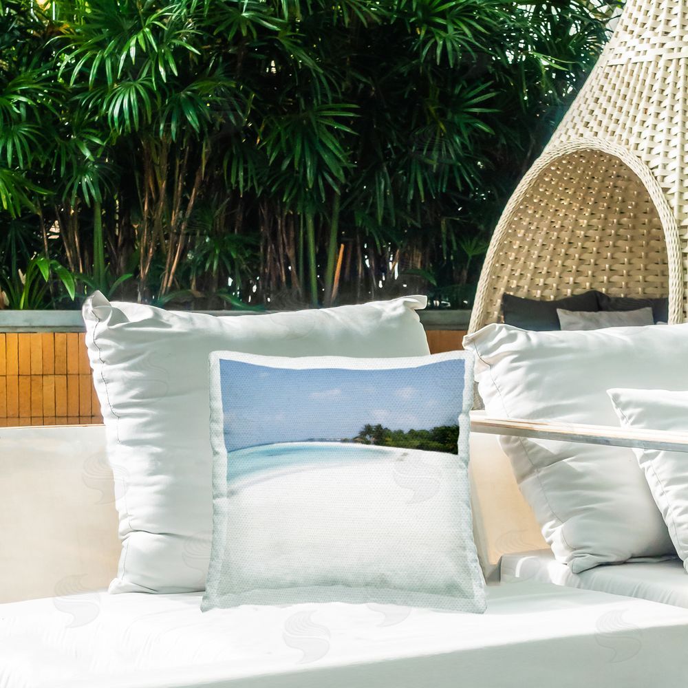 Noah Bay Horseshoe Bay Coastline Outdoor Square Pillow on Patio