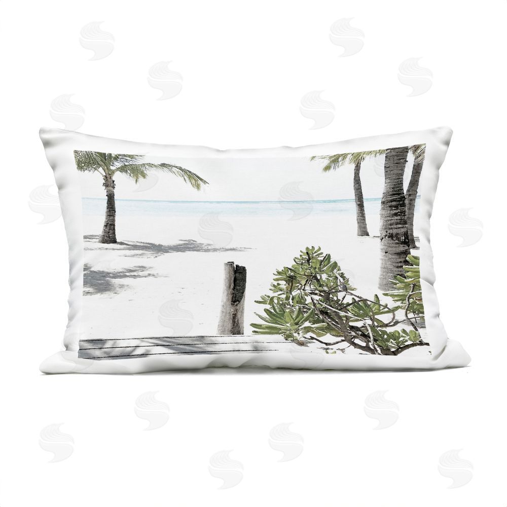 Noah Bay Shoreline Palms Landscape Outdoor Printed Pillow