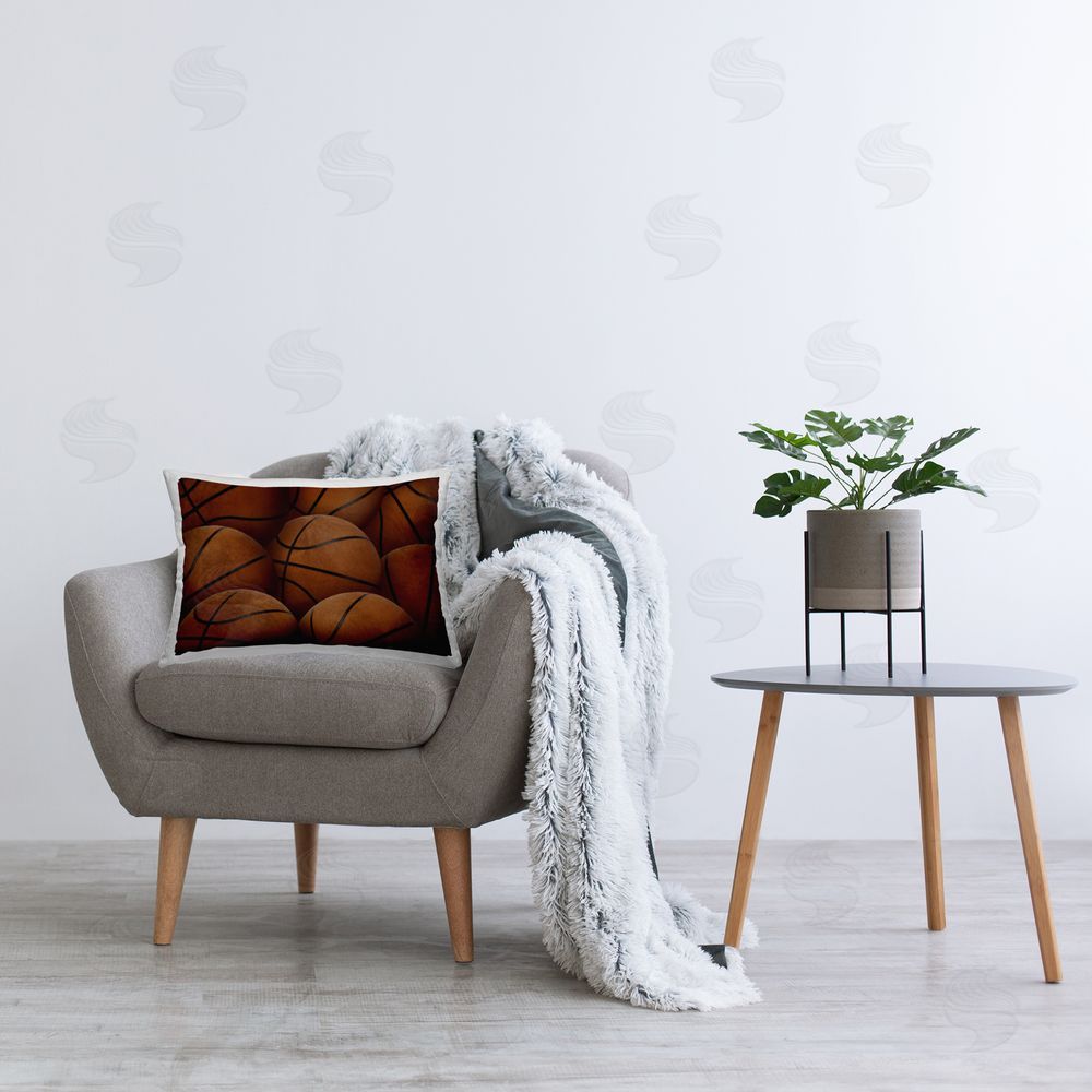 Marcus Prime Bin Of Basketballs Indoor Rectangular Pillow on Chair