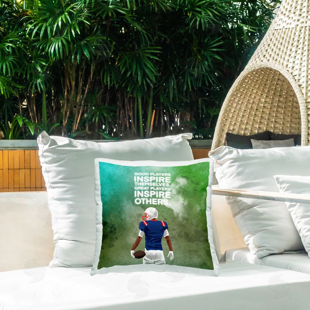 Marcus Prime Great Players Inspiring Athlete Quote Outdoor Square Pillow on Patio