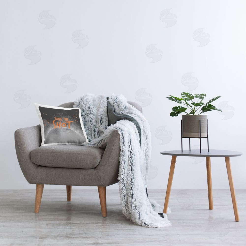 Kim Allen Take The Shot Basketball Indoor Square Pillow on Chair