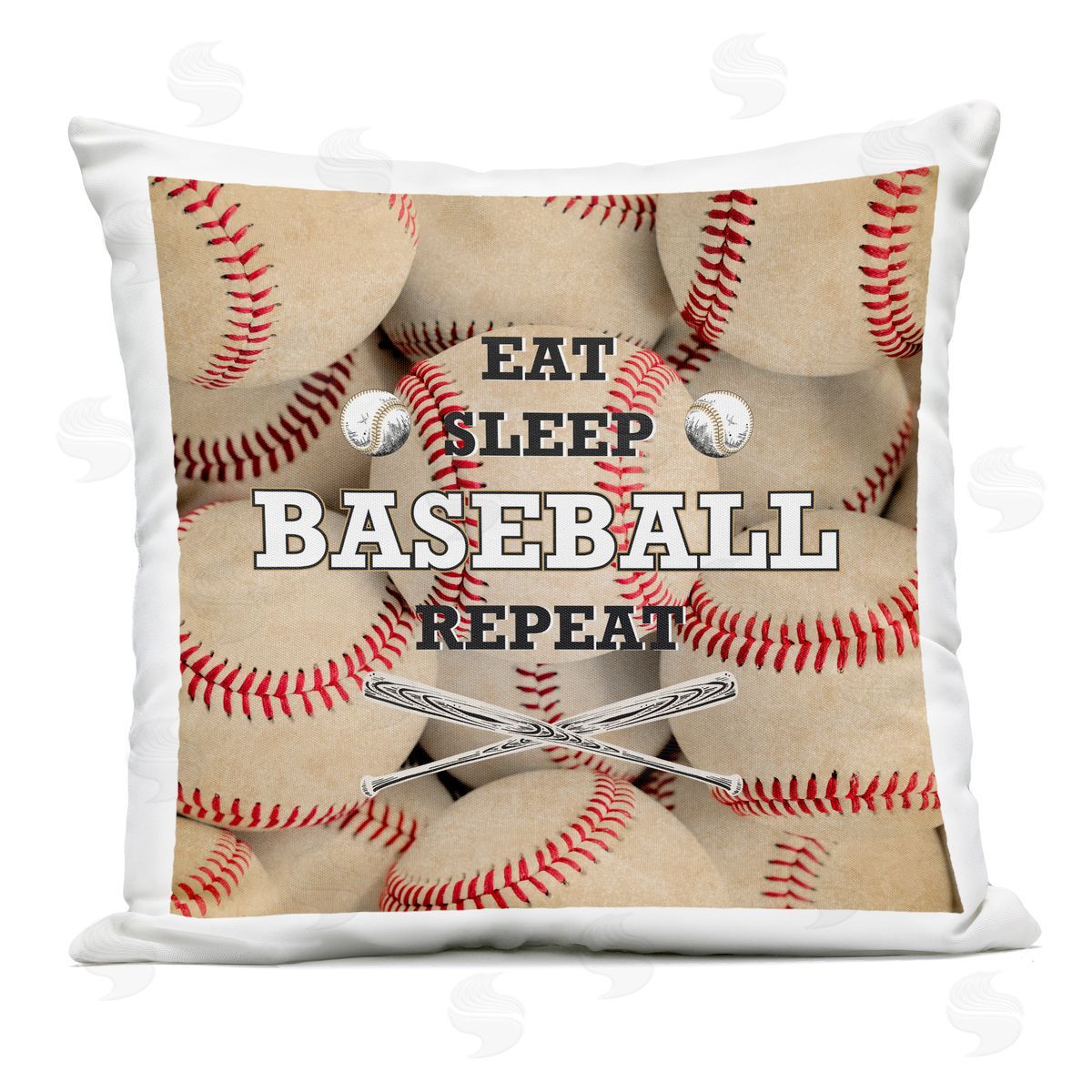 Kim Allen Eat Sleep Baseball Repeat Outdoor Printed Pillow