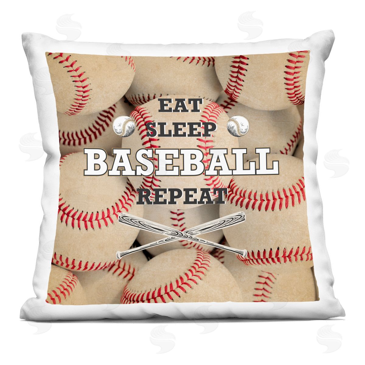 Kim Allen Eat Sleep Baseball Repeat Indoor Printed Pillow Art