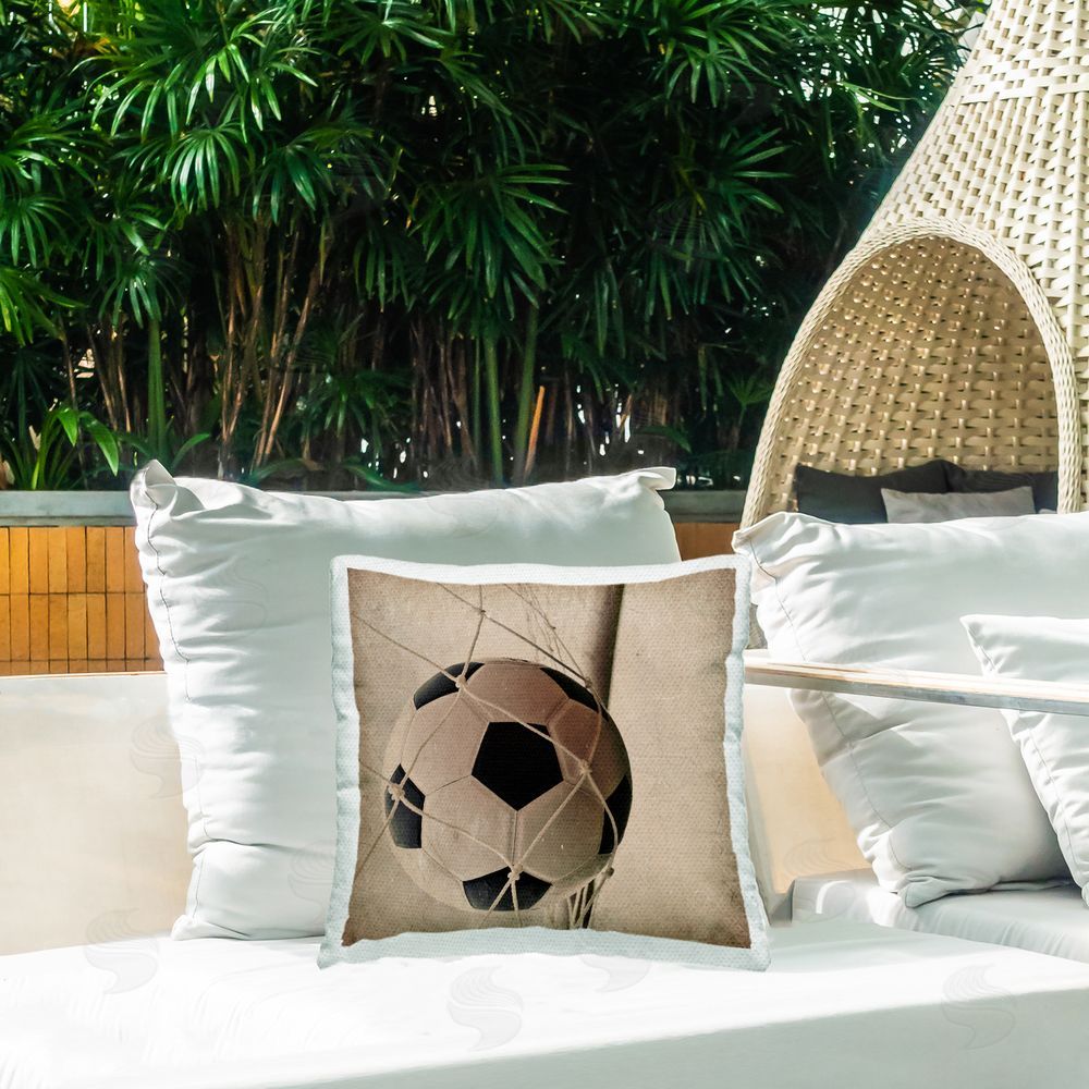 Kim Allen Be The Ball Soccer Outdoor Square Pillow on Patio