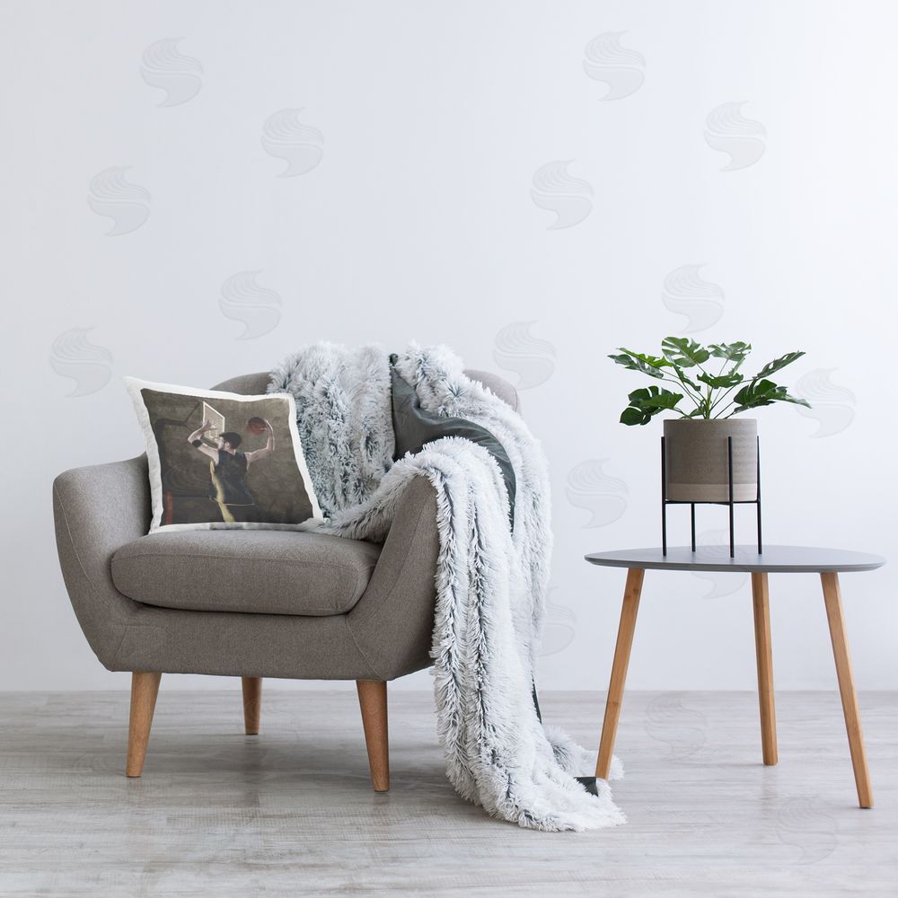 Kim Allen Basketball Dunk In Action Indoor Square Pillow on Chair