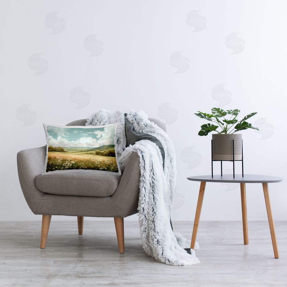 Creative Studio Scenic Daisy Valley Indoor Rectangular Pillow on Chair