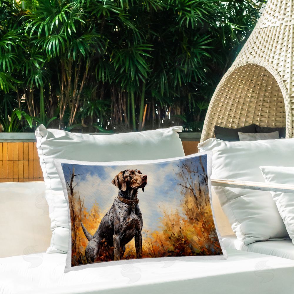Creative Studio Brown Bird Hunting Dog Outdoor Rectangular Pillow on Patio