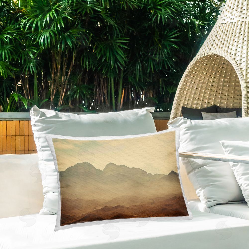 Creative Studio Hazy Desert Mountain Outdoor Rectangular Pillow on Patio