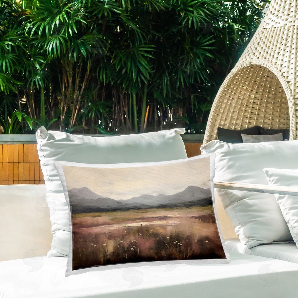 Creative Studio Flower Field Mountain Outdoor Rectangular Pillow on Patio