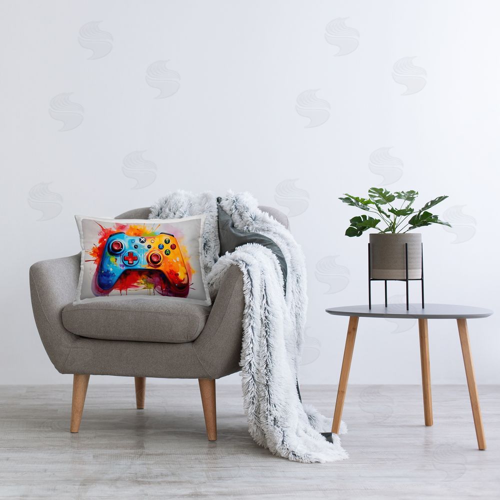 Creative Studio Colorful Video Game Controller Indoor Rectangular Pillow on Chair