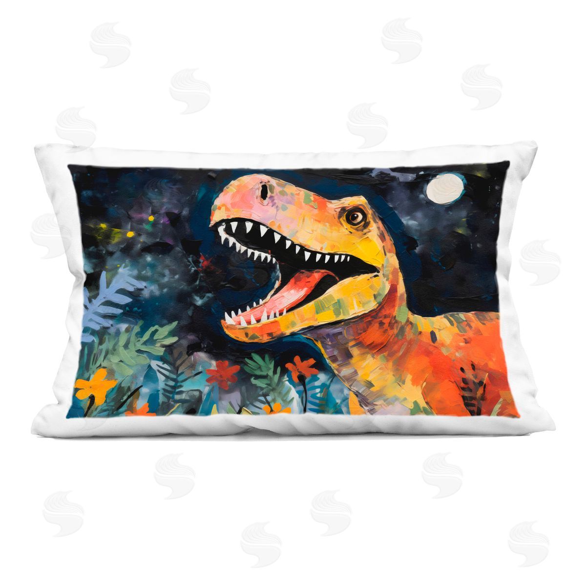 Creative Studio Nighttime Hunt Dinosaur Indoor Printed Pillow Art