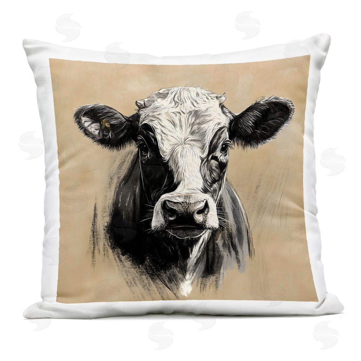 Creative Studio Dairy Cow Brushed Portrait Outdoor Printed Pillow