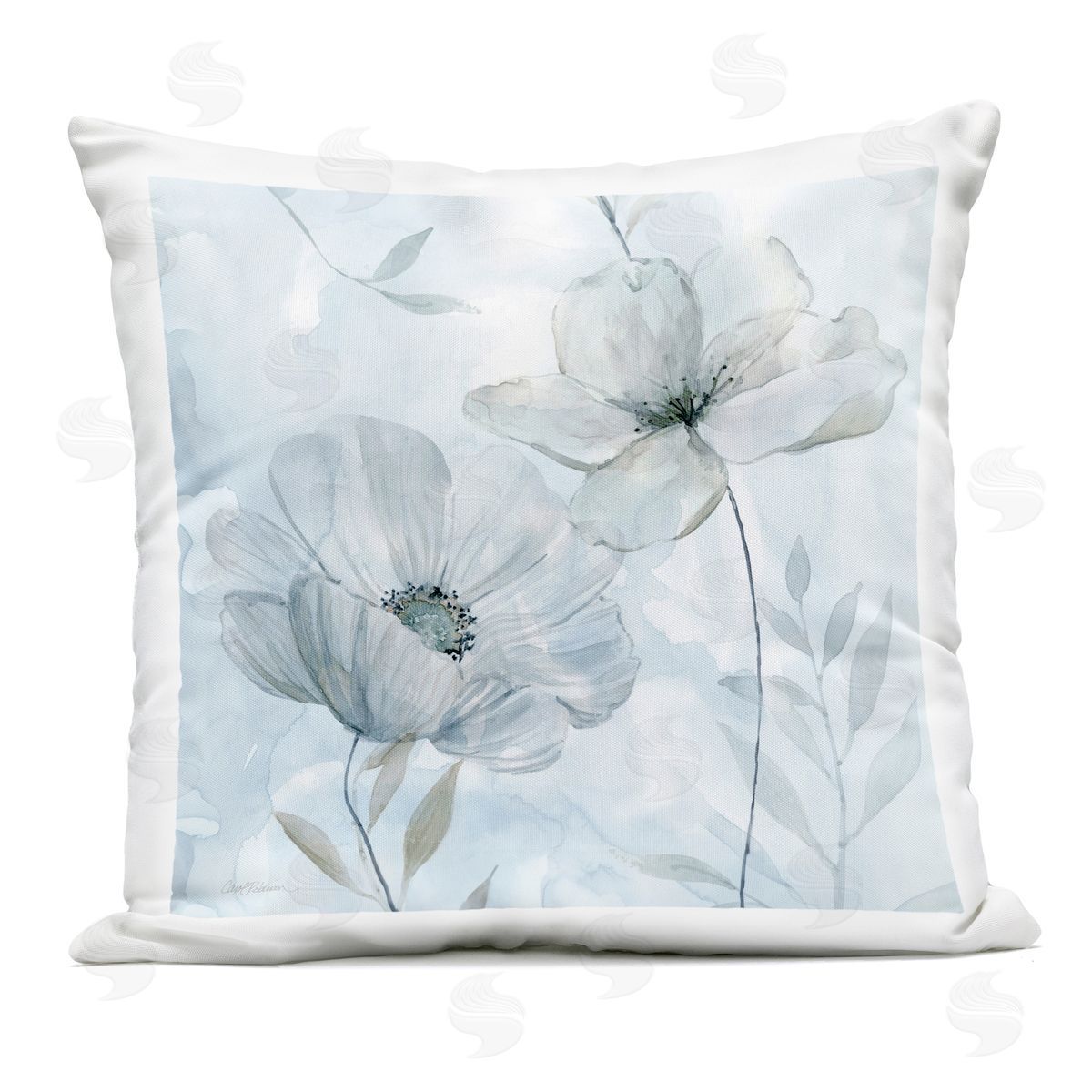 Carol Robinson Subtle Blue Whispers Outdoor Printed Pillow