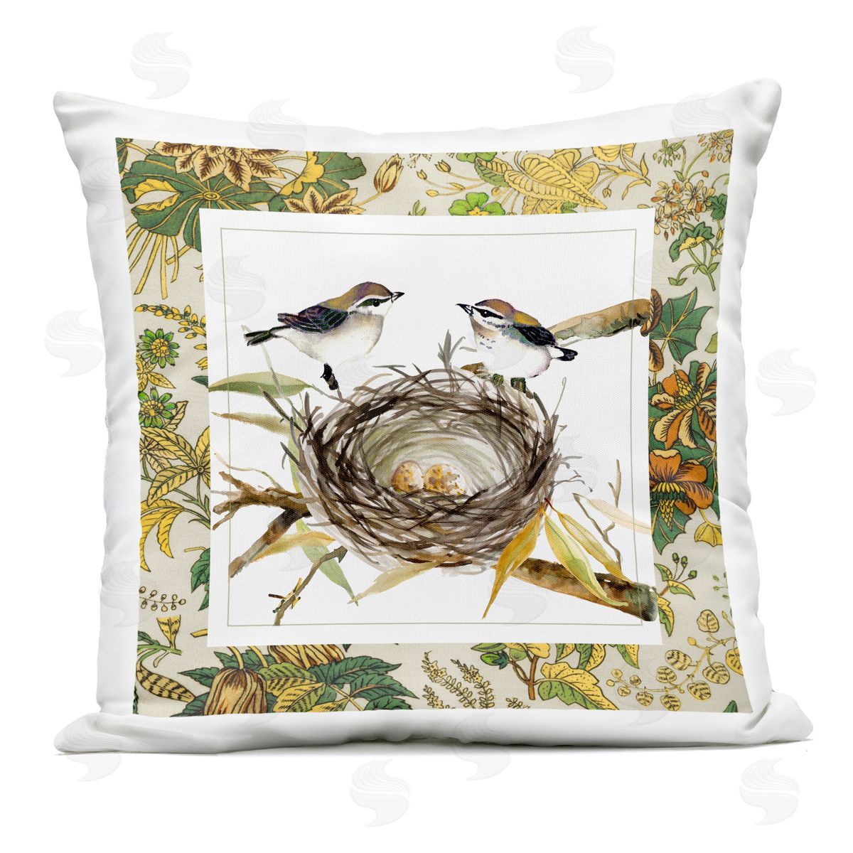 Carol Robinson Spring Easter Bird Nest Outdoor Printed Pillow