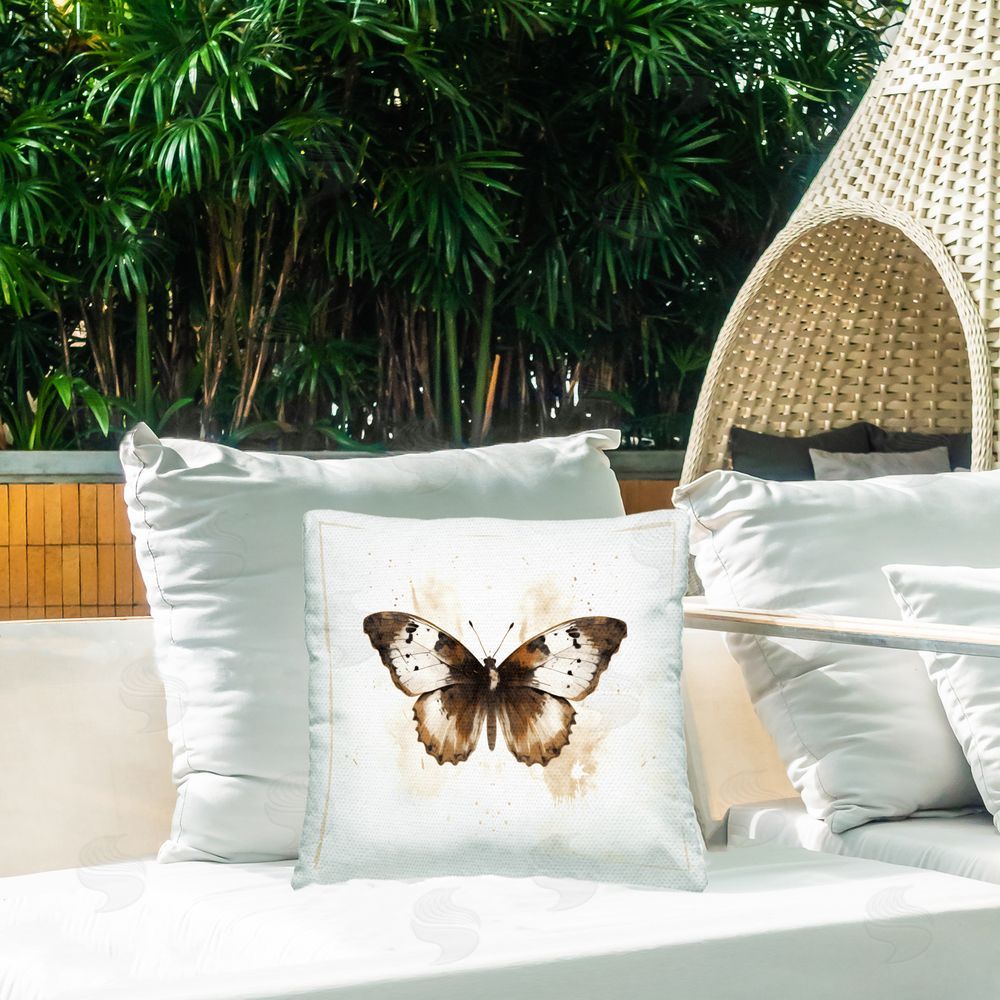Creative Studio Brown Washed Moth Outdoor Square Pillow on Patio