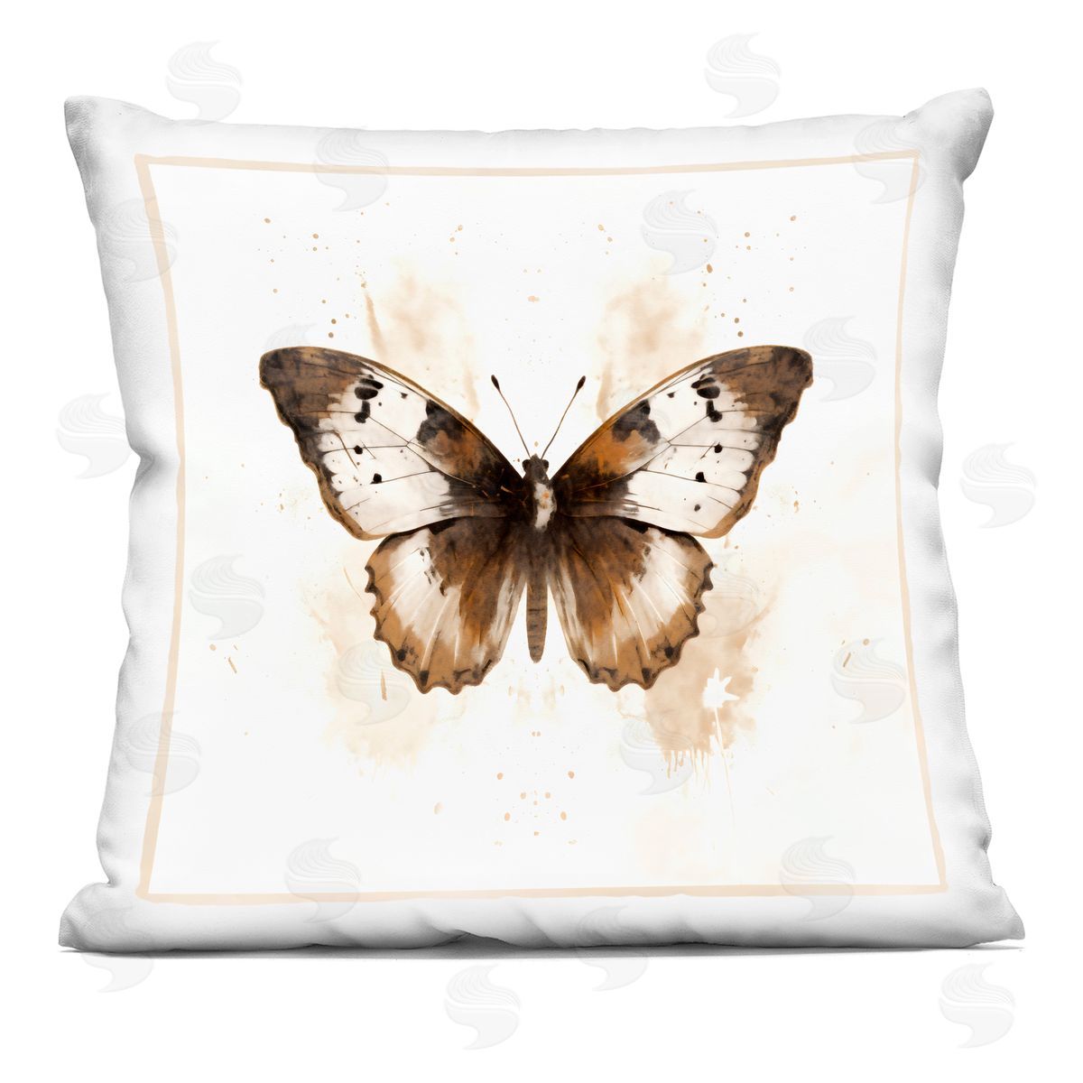 Creative Studio Brown Washed Moth Indoor Printed Pillow