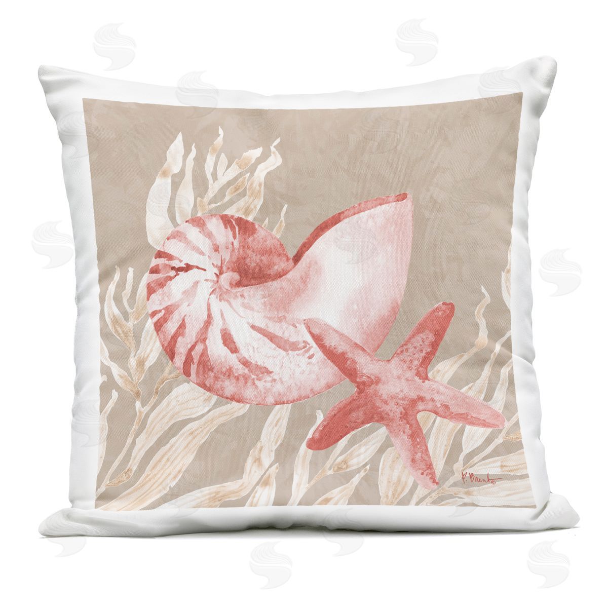 Paul Brent Peach Tampico Shells Outdoor Printed Pillow