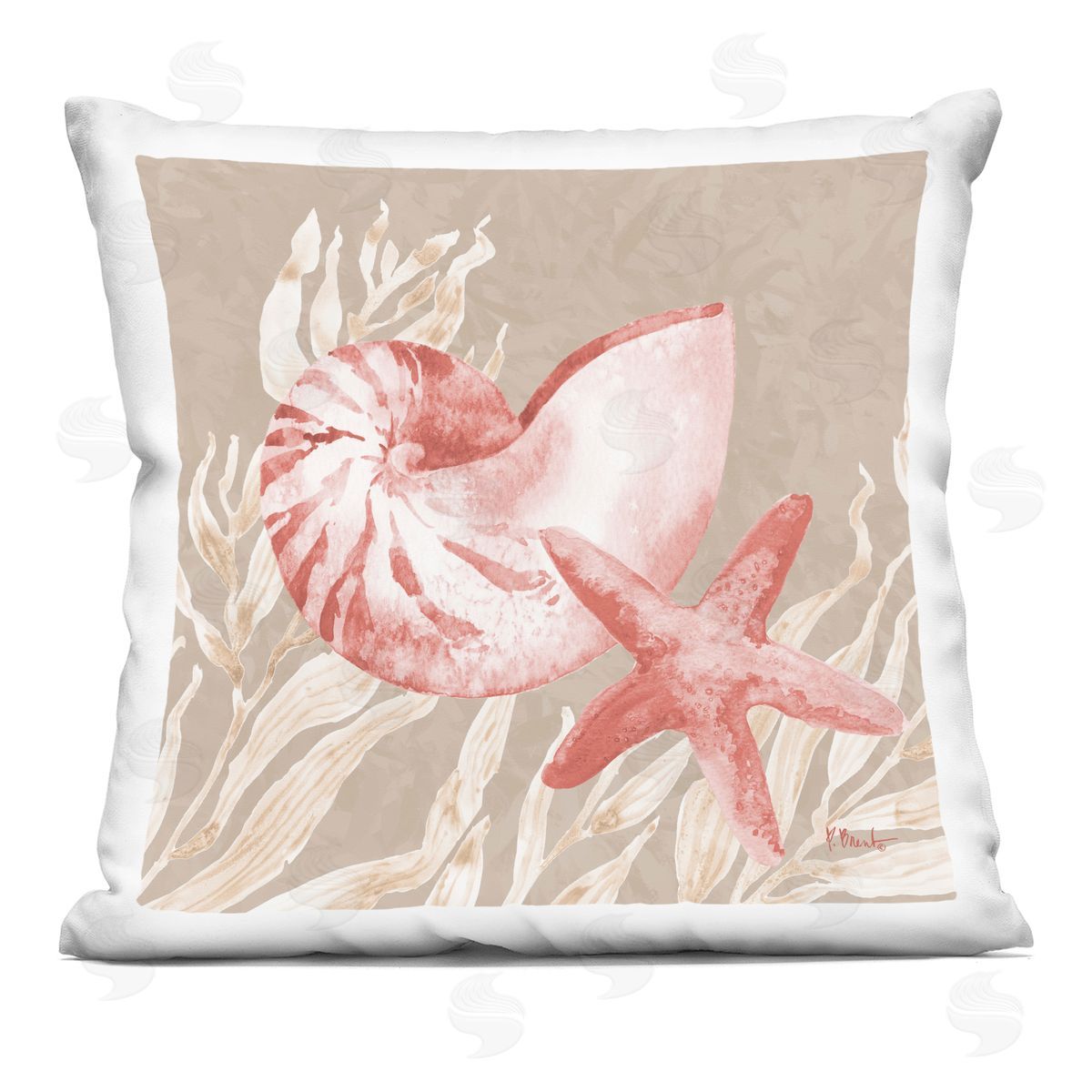 Paul Brent Peach Tampico Shells Indoor Printed Pillow Art