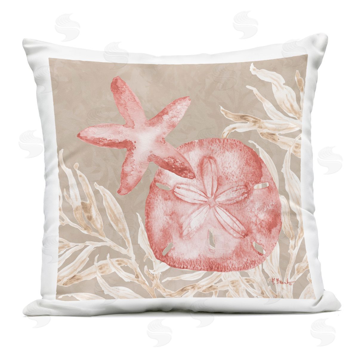Paul Brent Tampico Starfish and Sand Dollar Outdoor Printed Pillow