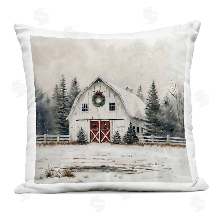 Creative Studio | White Christmas Barn with Wreath