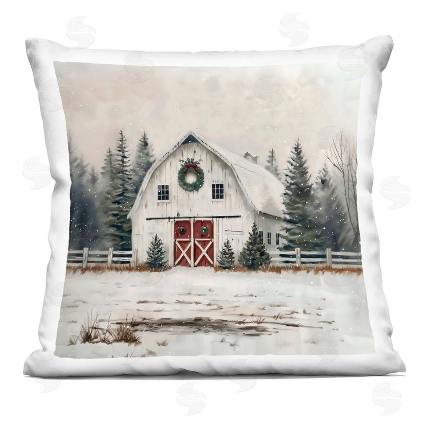 Creative Studio | White Christmas Barn with Wreath