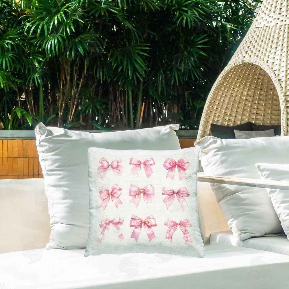 Creative Studio Ribbon Bow Styles Grouping Outdoor Square Pillow on Patio