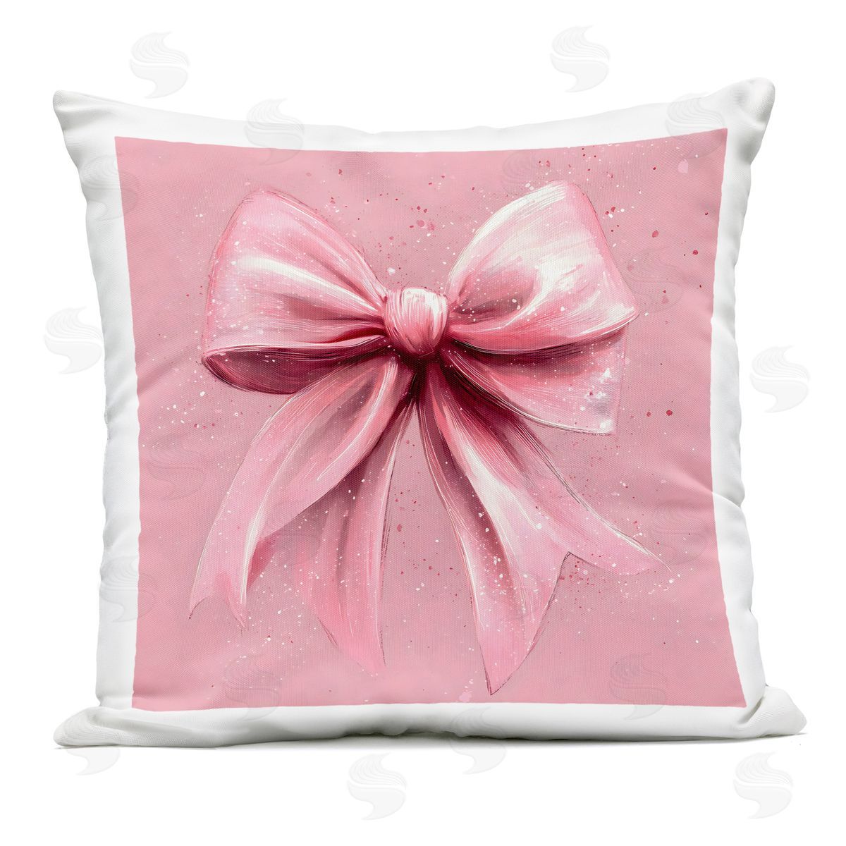 Creative Studio Big Pink Bow with Speckles Outdoor Printed Pillow