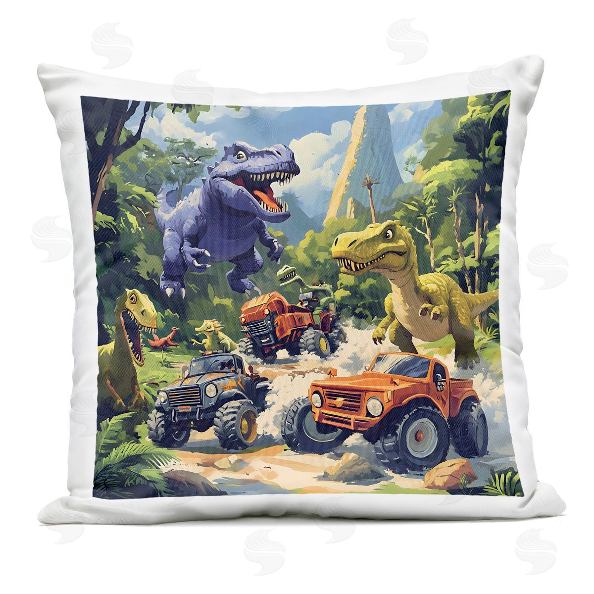 Creative Studio Dinosaurs & Monster Trucks Outdoor Printed Pillow