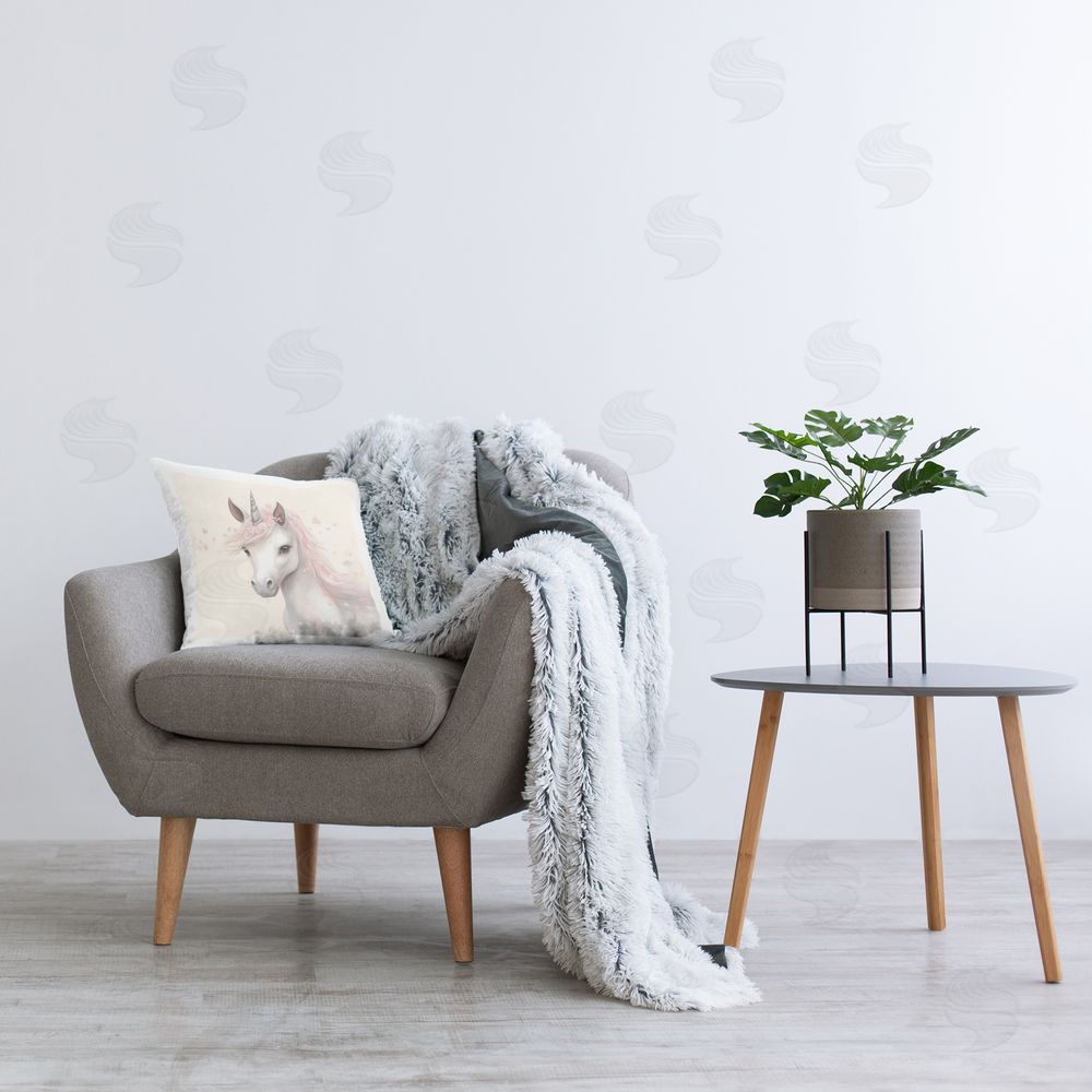 Creative Studio Fairy Unicorn Soft Petals Indoor Square Pillow on Chair