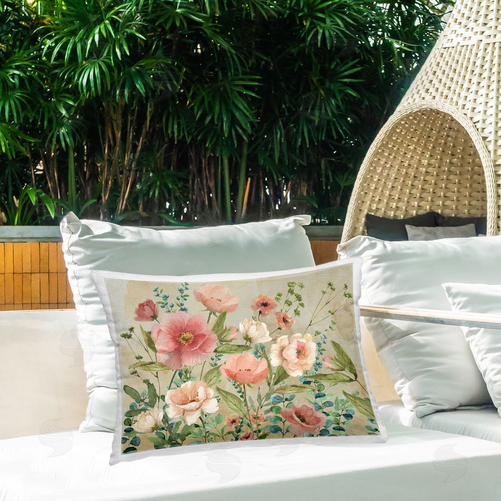 Nan Floral Surprise Garden Outdoor Rectangular Pillow on Patio