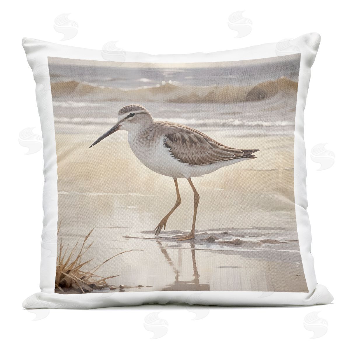 Susan Arnot Wading Beach Sandpiper Outdoor Printed Pillow