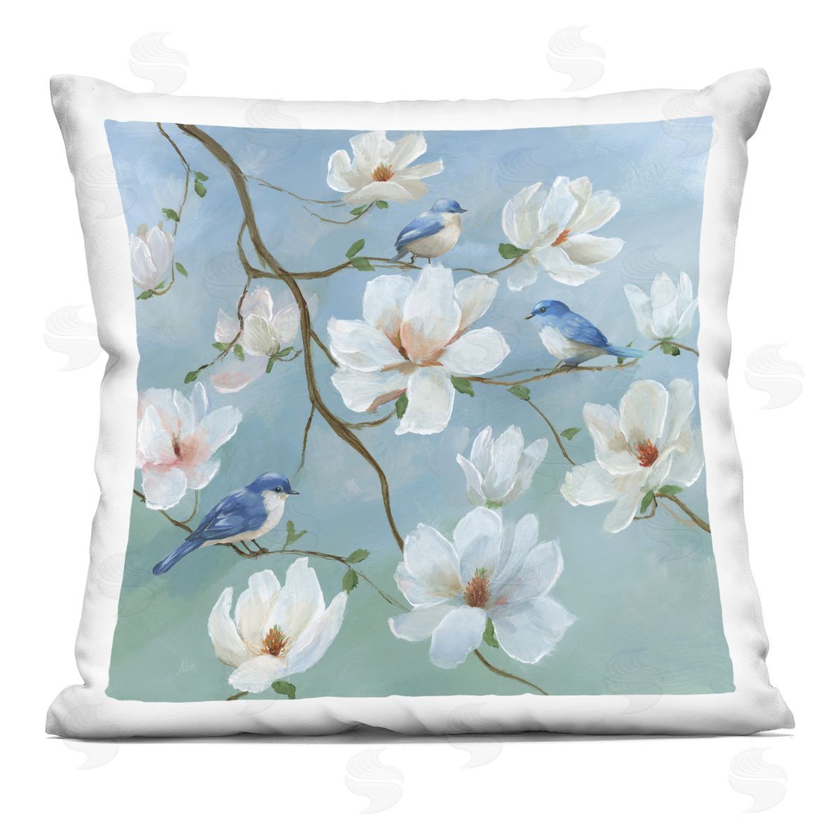 Nan Birds Blooms And Branches Indoor Printed Pillow Art