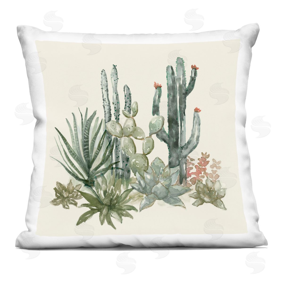 Nan Mojave Green Succulents Indoor Printed Pillow Art