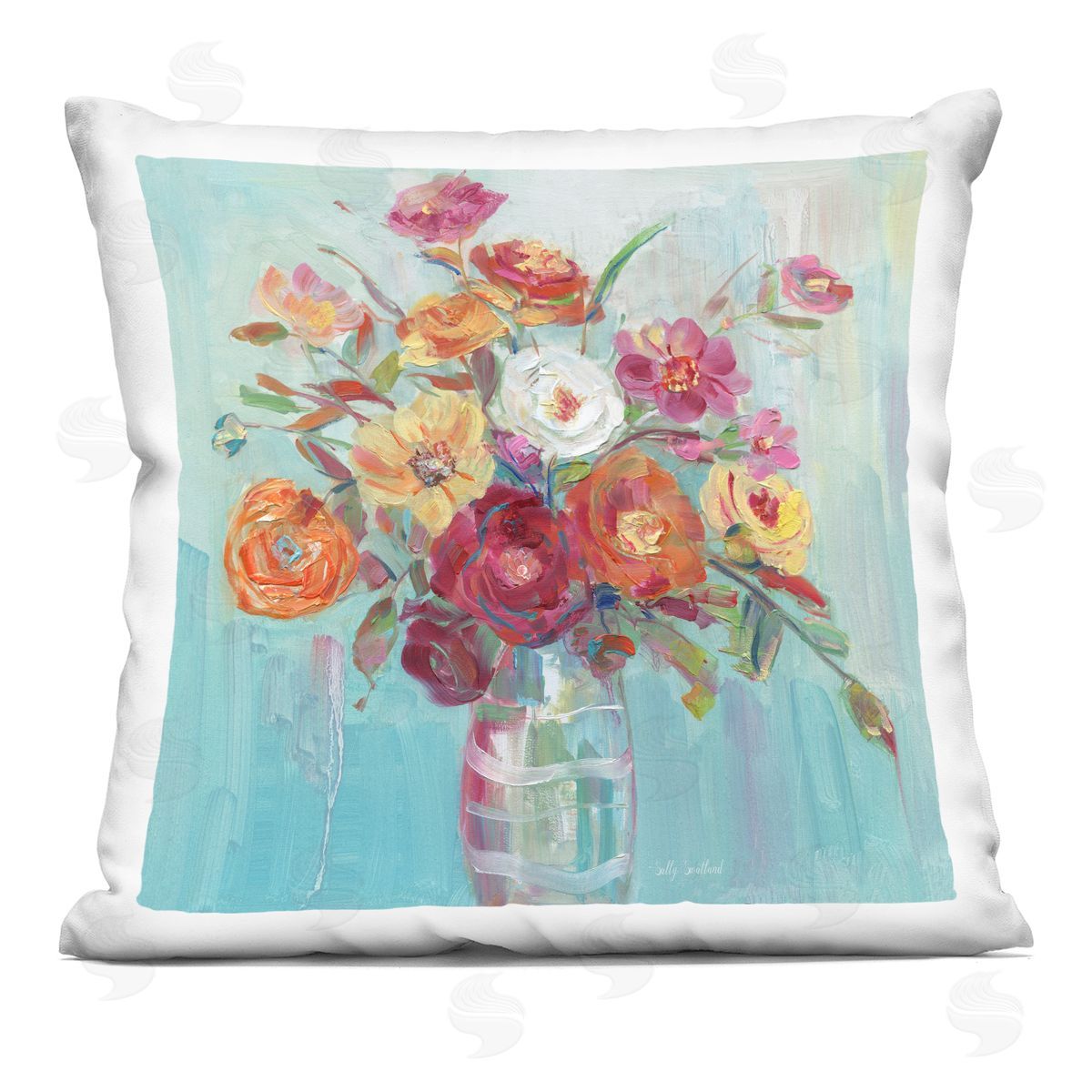 Sally Swatland Summer Garden Arrangement Indoor Printed Pillow