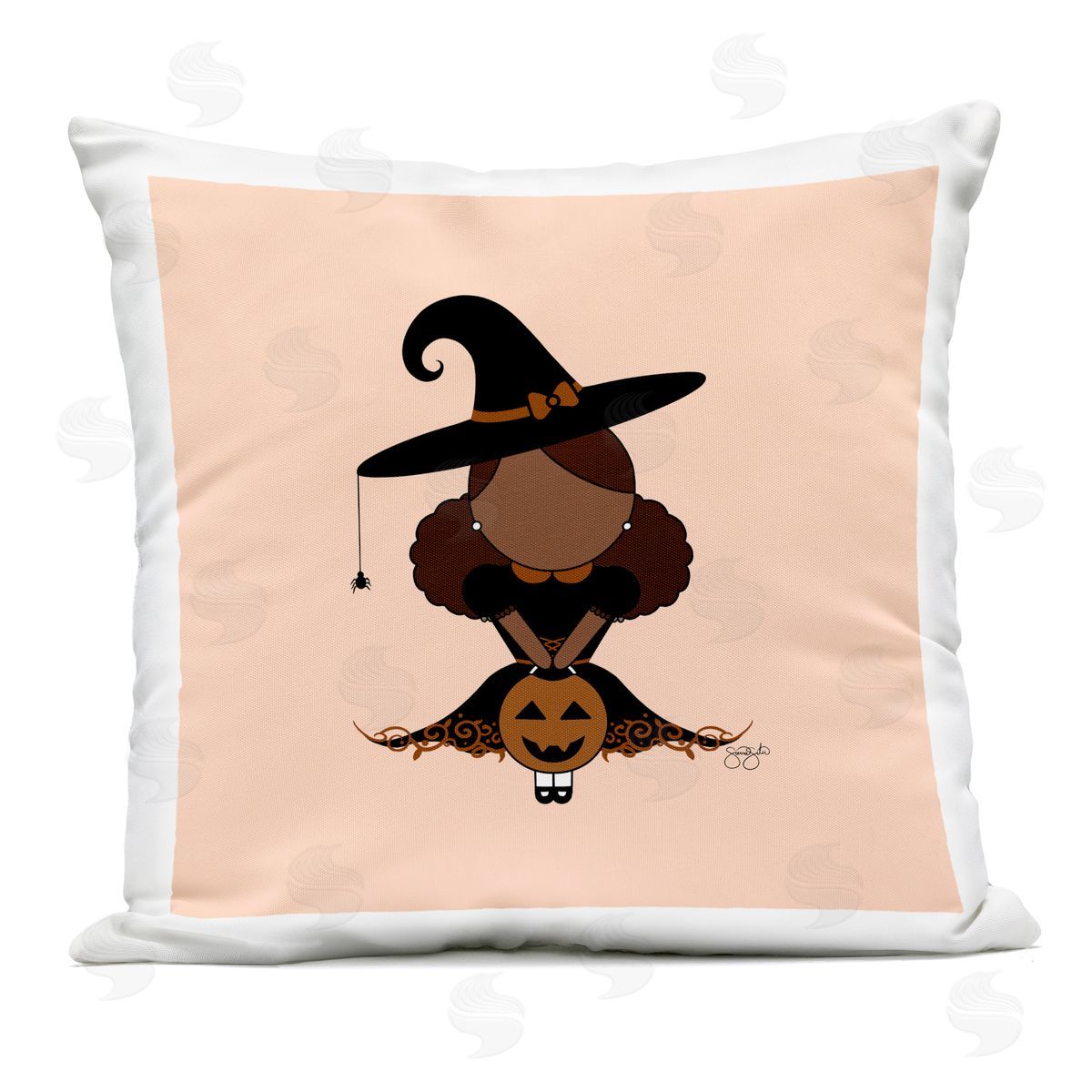 Sierra Siler Trick Or Treat Witch Plush Polyester Art Print Pillow