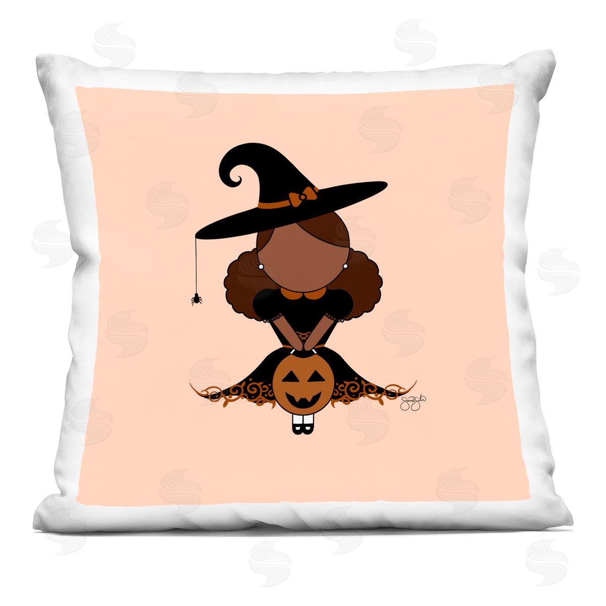 Sierra Siler Trick Or Treat Witch Plush Polyester Art Print Pillow