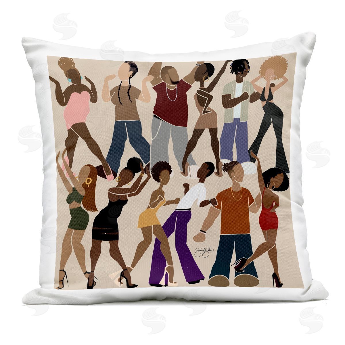 Sierra Siler Peace & Rhythm Dancers Plush Polyester Art Print Pillow