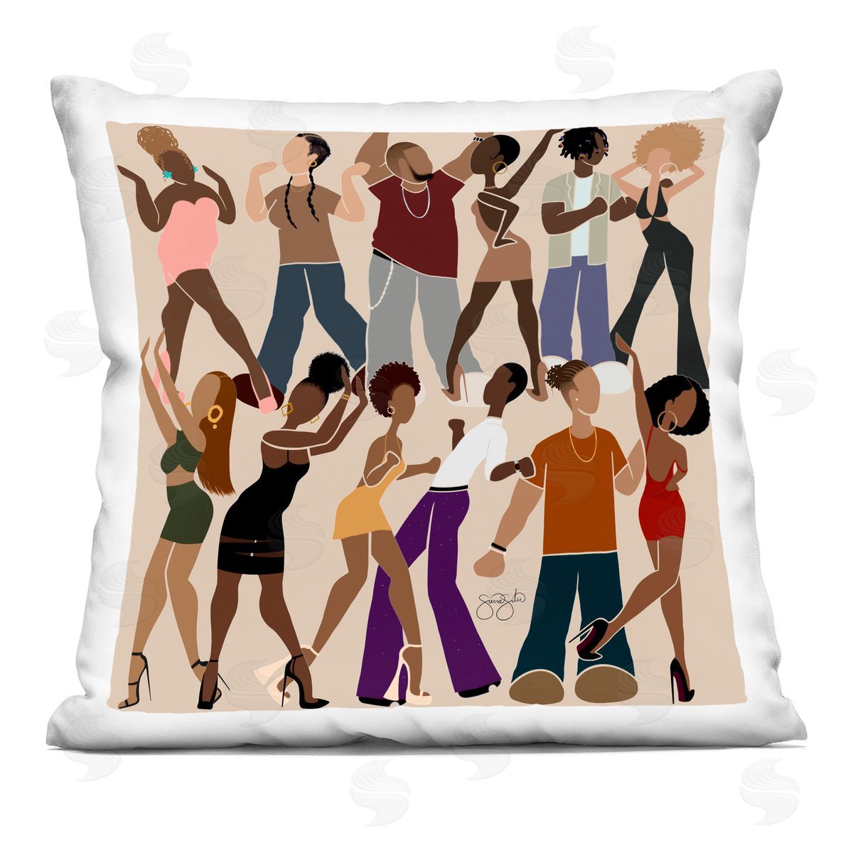 Sierra Siler Peace & Rhythm Dancers Plush Polyester Art Print Pillow
